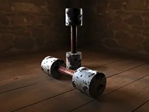 Deserted Gym Equipment Drucke: A barbell in the basement