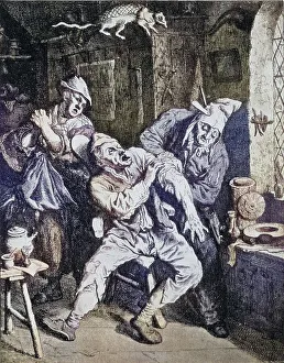 Ein Friseur, Chirurg und Badewasserbäcker arbeitet im Studium seines Hauses