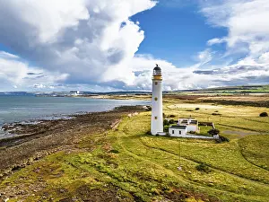 Northern Europe Aerial Landscape Drucke: Barns Ness Lighthouse from a drone