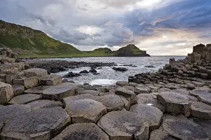 Atlantic Ocean Rock Formations Drucke: Basalt columns by the coast at sunset