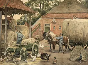 European Rural Scenery Drucke: The last batch of hay is brought home