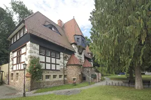 Timber Framed Houses Germany Drucke: Bathhouse built in 1908, half-timbered house