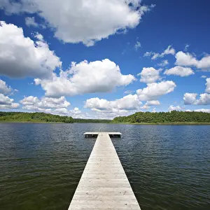 Cumulus Clouds Germany Drucke: Bathing jetty at the Dranser See