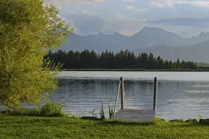 Northern Alps Water Body Drucke: Bathing jetty at the Hopfensee