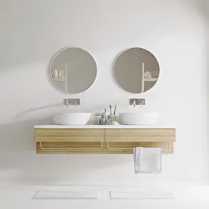 Modern Architecture Interior Drucke: Bathroom interior with round mirror