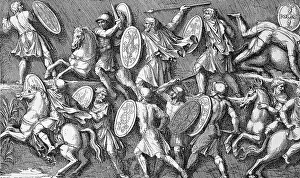 Historical Roman Artwork Drucke: Battle between Romans and Marcomanni