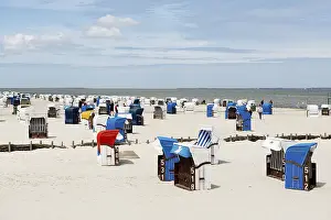 Sandy Beach In Northern Germany Drucke: Beach chairs on the sandy beach
