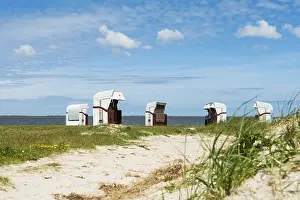 North Sea Coast Germany Drucke: Beach chairs on the sandy beach