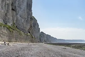 Deserted Beach Europe Drucke: Beach and cliffs of Fecamp