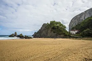 Drucke von Strand und Klippen, Playa de Laga, Ibarranguelua, in der Nähe von Bilbao, Provinz Bizkaia, Baskenland, Nordspanien Bilbao Drucke: Strand und Klippen, Playa de Laga