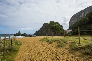 Spanish Coastal Area Photography Drucke: Beach and cliffs, Playa de Laga