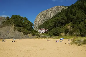 Playa De Laga Beach Drucke: Beach and cliffs, Playa de Laga