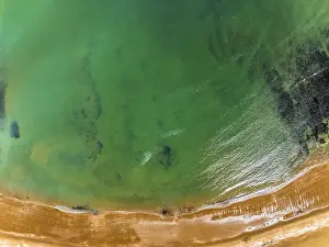 British Countryside Drone Images Drucke: Top Down over beach from a drone