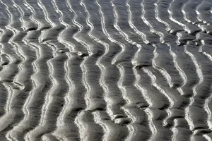 Norderney Coastline Drucke: Beach at low tide with wave-like pattern