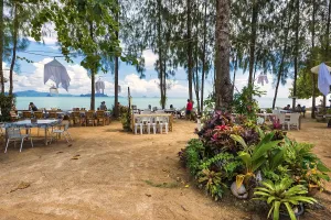 Southeast Asia Coastal Landscape Drucke: Beach restaurant at Pasai beach