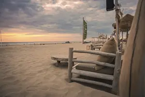 Benelux Holiday Region Drucke: Beach Sofa on the beach at sunset