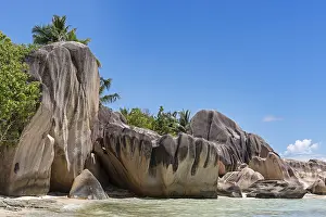 Uninhabited Coastal Area Drucke: Beach Source d Argent with granite rocks