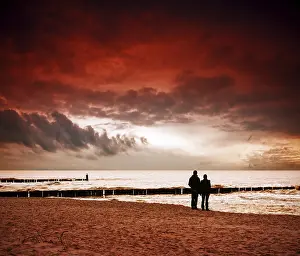 Evening Sun Landscape Photography Drucke: Beach at sunset