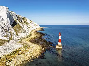 British Countryside Aerial Views Drucke: Beachy Head Lighthouse from a drone