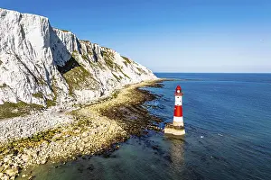 Beachy Head Lighthouse Drone View Drucke: Beachy Head Lighthouse from a drone
