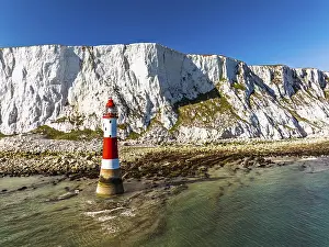 Atlantic Ocean Landscape Photo Drucke: Beachy Head Lighthouse from a drone