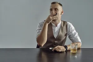 Bearded Man Drucke: Bearded elegant guy with a stylish mustache
