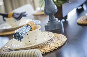 Modern Construction Site Drucke: Beautiful abstract of dining table with place settings
