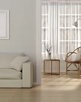 Bilder Datiert 13. August 2024: Ein wunderschön dargestelltes 3D-Innenausstattung mit einem bequemen Sofa.