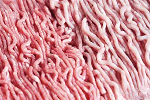 Grocery Store Food Images Drucke: Beef and pork minced meat as background