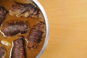 High Angle View Food Drucke: Beef rolls