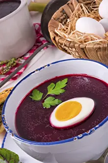 Lithuanian Food Photography Drucke: Beet green soup with egg