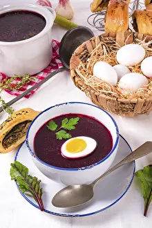 Vegetarian Meal Ideas Drucke: Beet green soup with egg