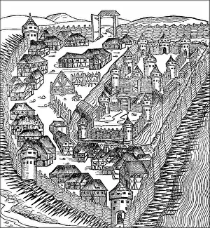 Medieval Cityscape Drucke: The beginning of a medieval city