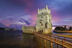 Evening Sky Portugal Drucke: Belem Tower or Tower of St Vincent