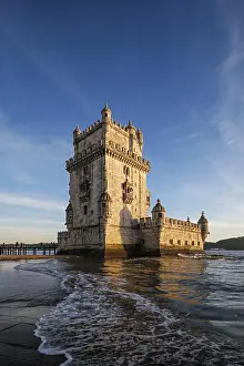 Tagus River Sunset View Drucke: Belem Tower or Tower of St Vincent