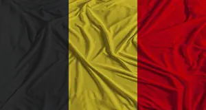 European National Symbol Drucke: Belgian flag with fabric texture background