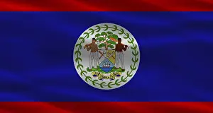 Fabric Texture Flag Drucke: Belize flag with fabric texture