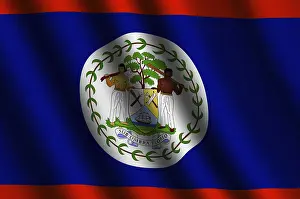 Gerahmter Druck : Das Belize-Flagge weht im Wind. Gerahmter Druck : Das Belize-Flagge weht im Wind.