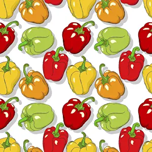Editable Vector Template Drucke: Bell peppers repeating pattern