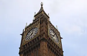 London Historic District Drucke: Bell tower with clock from Big Ben