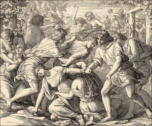 Julius Schnorr Von Carolsfeld Paintings Drucke: Benjaminites Seize Wives from Shiloh