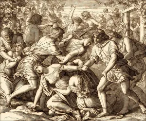 Julius Schnorr Von Carolsfeld Artist Drucke: Benjaminites Seize Wives from Shiloh