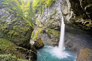 Switzerland Travel Photography Drucke: Berglistuber waterfall, Linthal