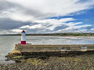 Top Down View Of Pier Drucke: Berwick Pier and Lighthouse from a drone