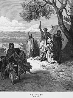 Historical Landscape Art Drucke: Bible, Noah curses Ham, his son