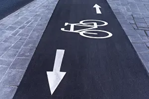 German Bicycle Path Drucke: Bicycle path with white markings