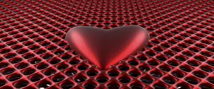 Symbolic Love Image Drucke: Big red heart shape in a grid, 3d rendering