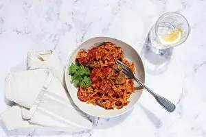 Homemade Bigos Recipe Drucke: Bigos, Polish dish bigos, on a marble table