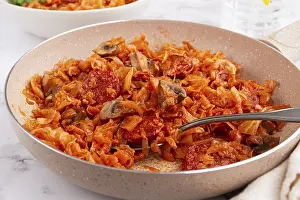 Bigos Meal Detail Drucke: Bigos, Polish dish bigos, on the table