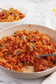Polish Bigos Dish Drucke: Bigos, Polish dish bigos, on the table